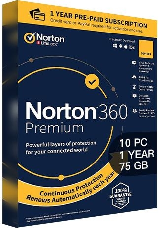 Norton 360 Premium 10 Device 75 Cloud Storage [EU]