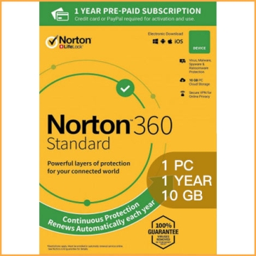 Norton 360 Standard - 1 PC  1 Year - 10GB Cloud Storage [EU]